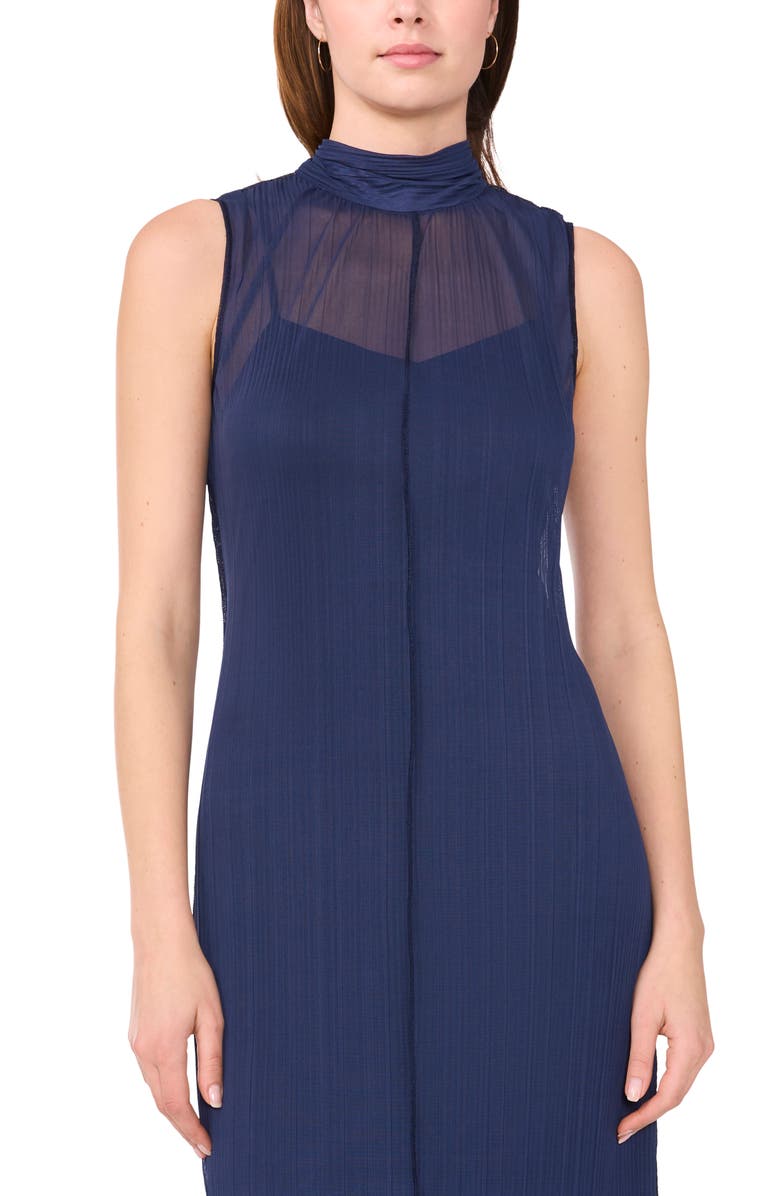 Halogen<sup>®</sup> Sleeveless Plissé Mesh Maxi Dress, Alternate, color, Classic Navy