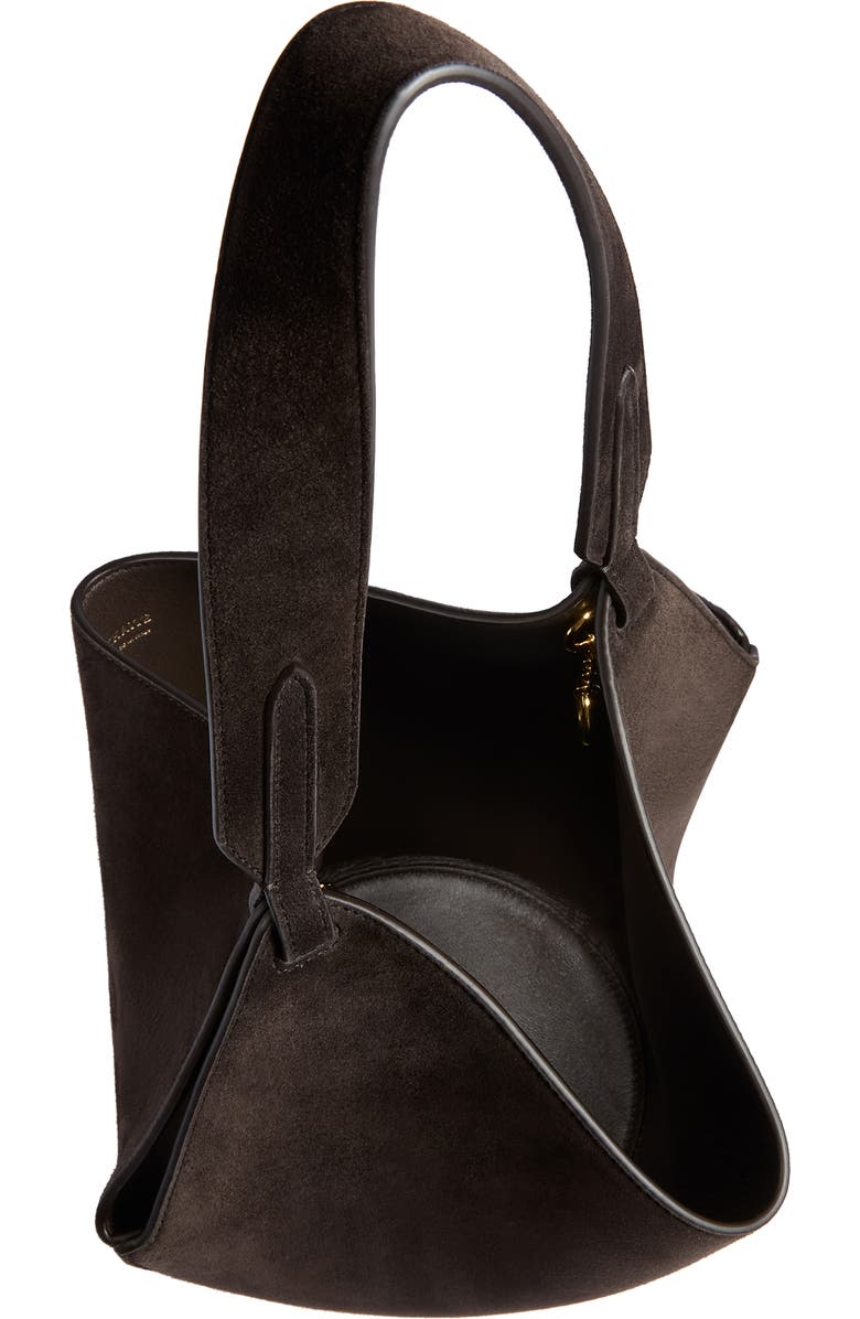 Khaite Mini Lotus Suede Top Handle Bag, Alternate, color, Dark Brown 950