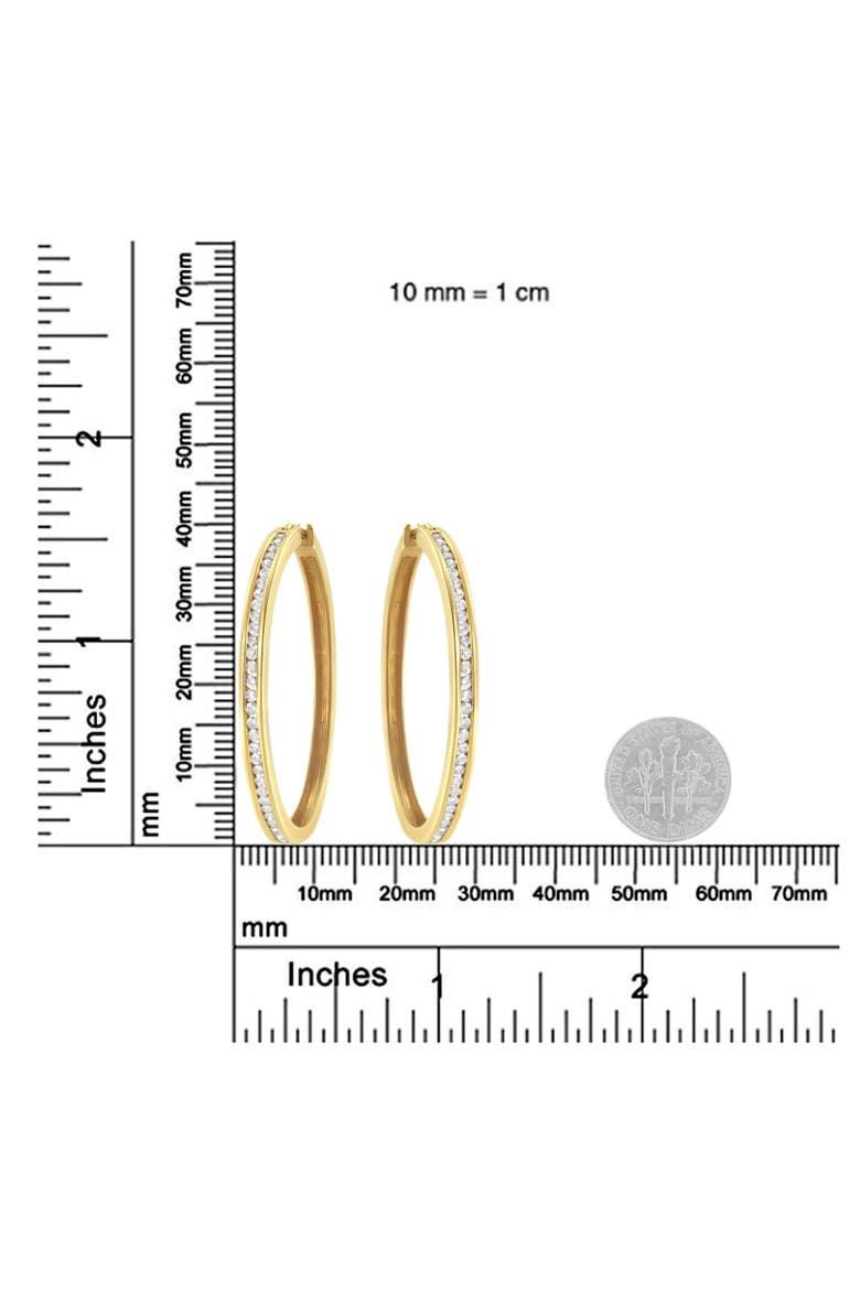 10KT Yellow Gold 1 cttw Slim Diamond Hoop Earrings, Alternate, color, Yellow