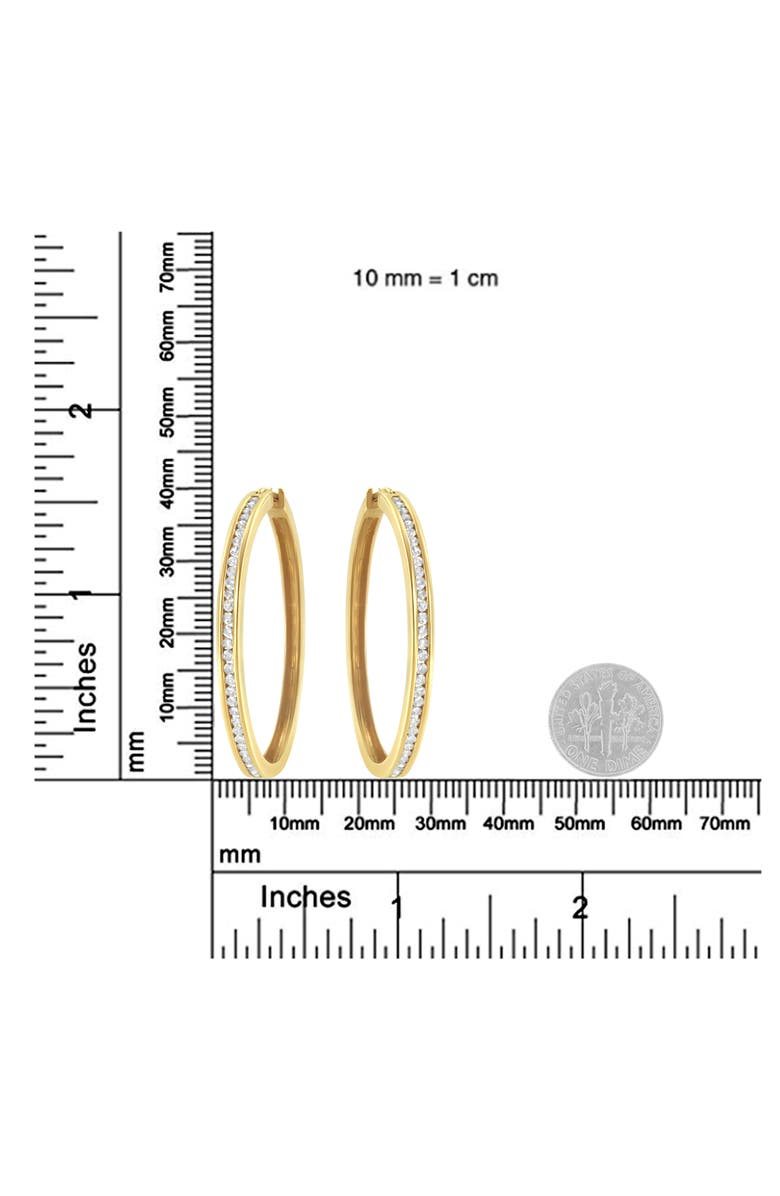 Haus of Brilliance 10KT Yellow Gold 1 cttw Slim Diamond Hoop Earrings, Alternate, color, Yellow