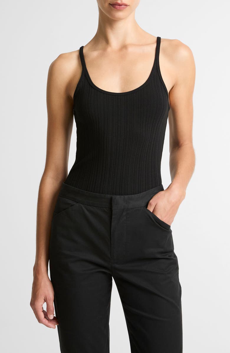 Vince Variegated Rib Tank, Main, color, Black