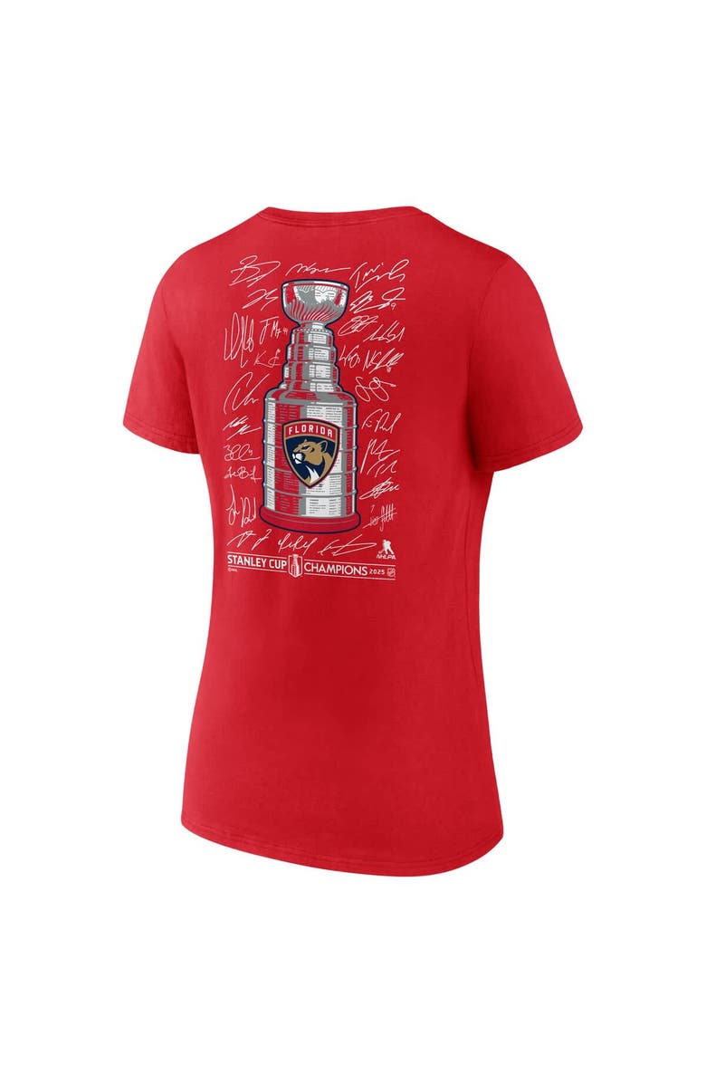FANATICS Women's Fanatics Red Florida Panthers 2025 Stanley Cup Champions Signature Roster V-Neck T-Shirt, Alternate, color, 