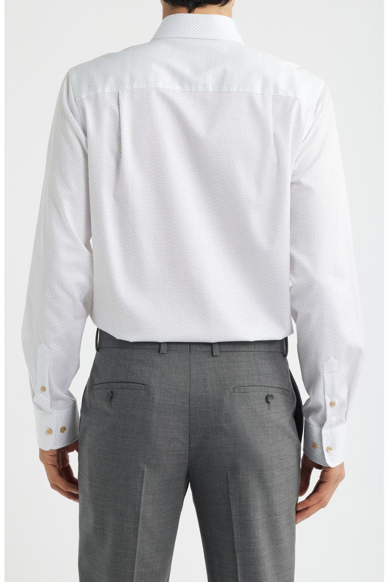Trim Fit Neat Cotton Twill Dress Shirt, Alternate, color, WHITE/ DUNE