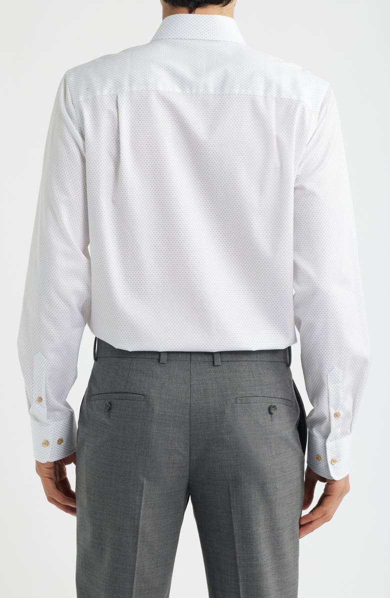 David Donahue Trim Fit Neat Cotton Twill Dress Shirt, Alternate, color, White/ Dune