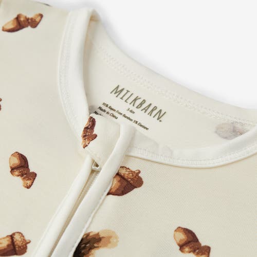 Milkbarn Luxe Stretch Zipper Footed Romper In Brown