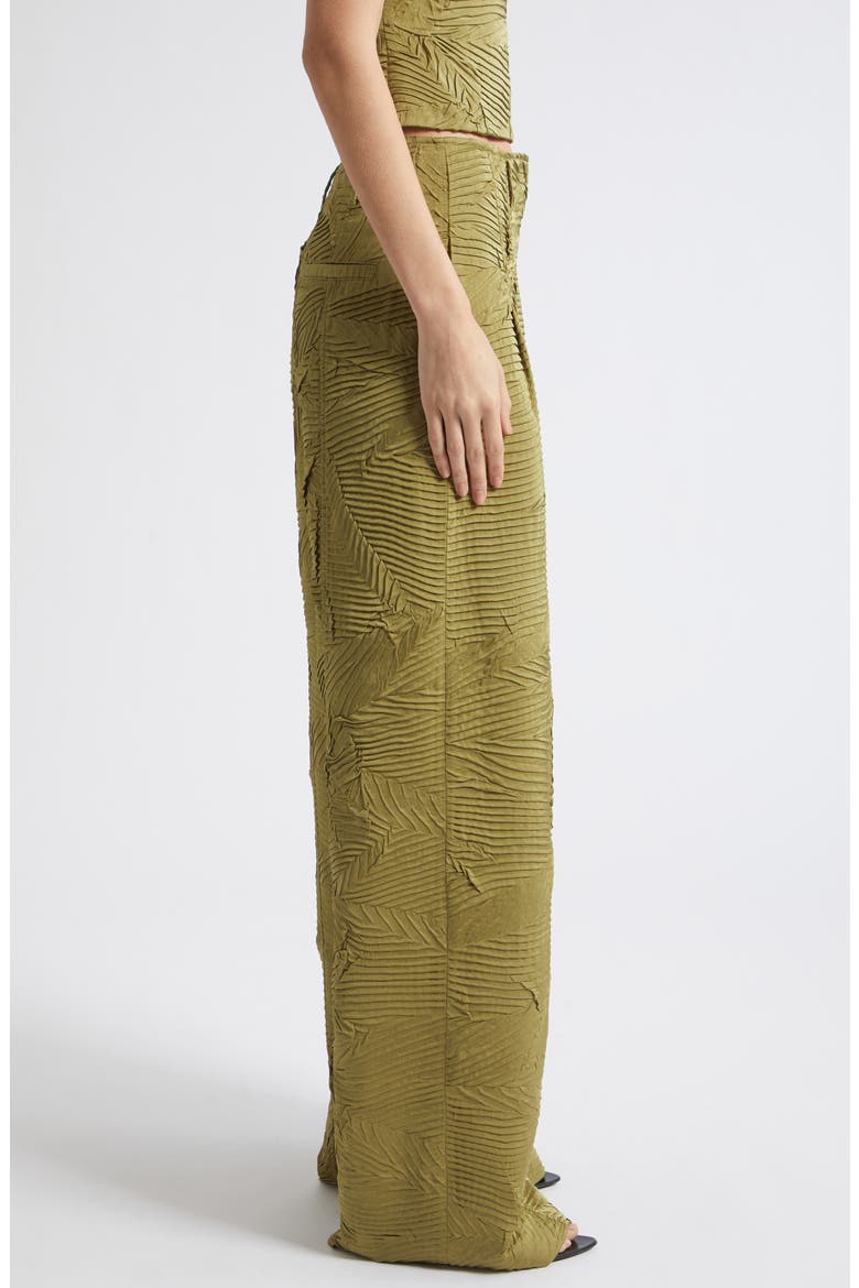 Carine Pleated Satin Pants, Alternate, color, MOSS GOLD