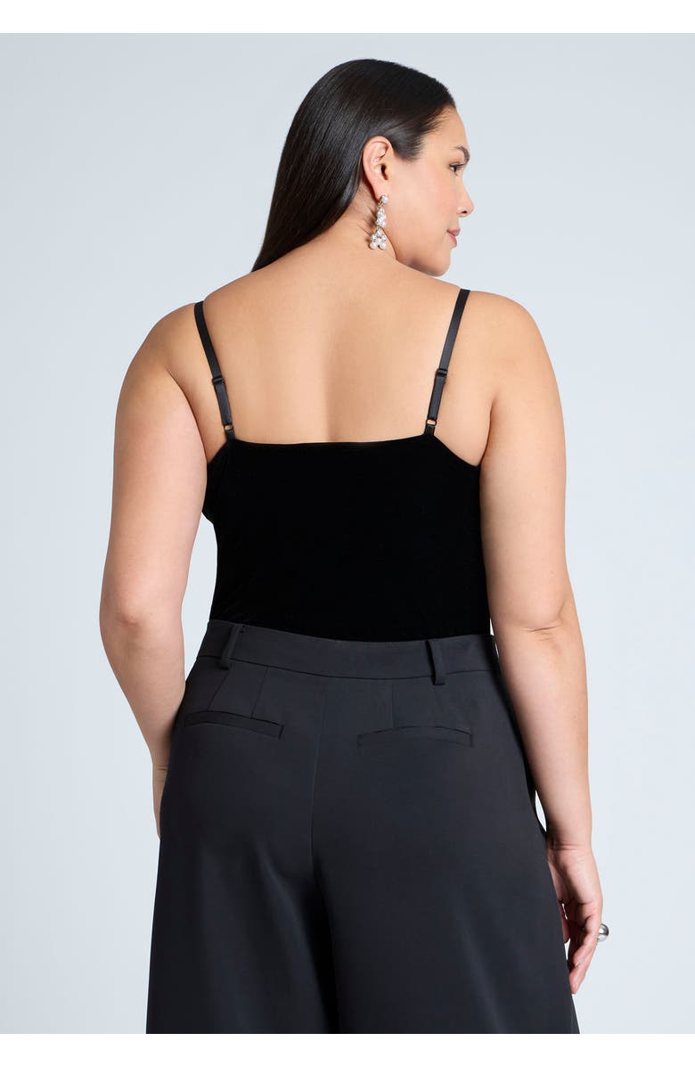 ELOQUII Contrast Bow Bodysuit, Alternate, color, Black Onyx And Sugar