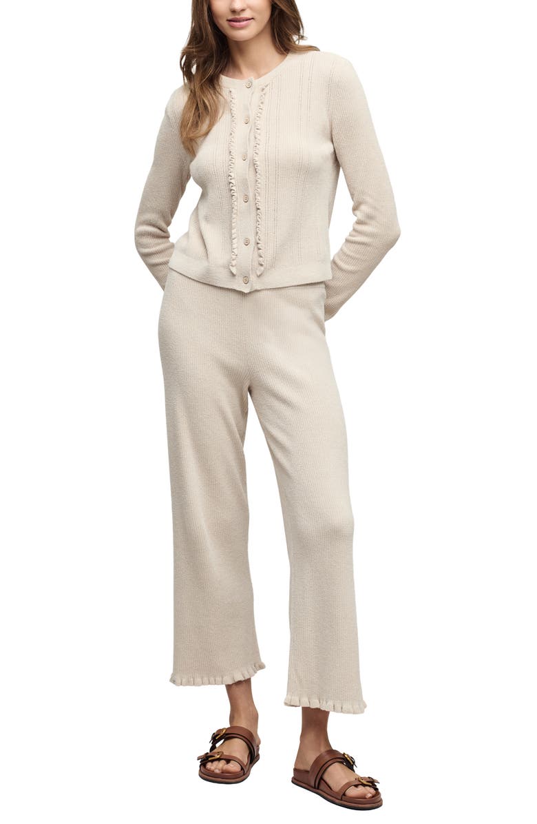 Barefoot Dreams<sup>®</sup> CozyChic<sup>®</sup> Ultra Lite<sup>®</sup> Ruffle Front Pointelle Rib Cardigan, Alternate, color, Stone