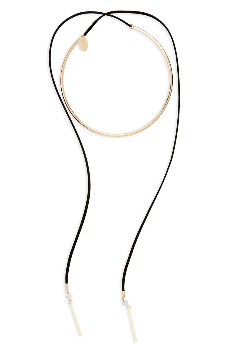 NATASHA Tasha Open Wrap Collar Necklace, Main, color, Black/ Gold