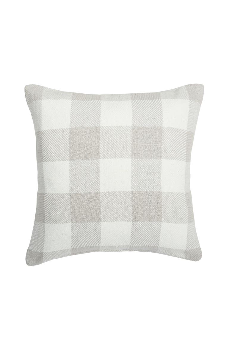 Franklin Pebble Gingham Check Cotton Blend Accent Throw Pillow 18" x 18", Main, color, Gray