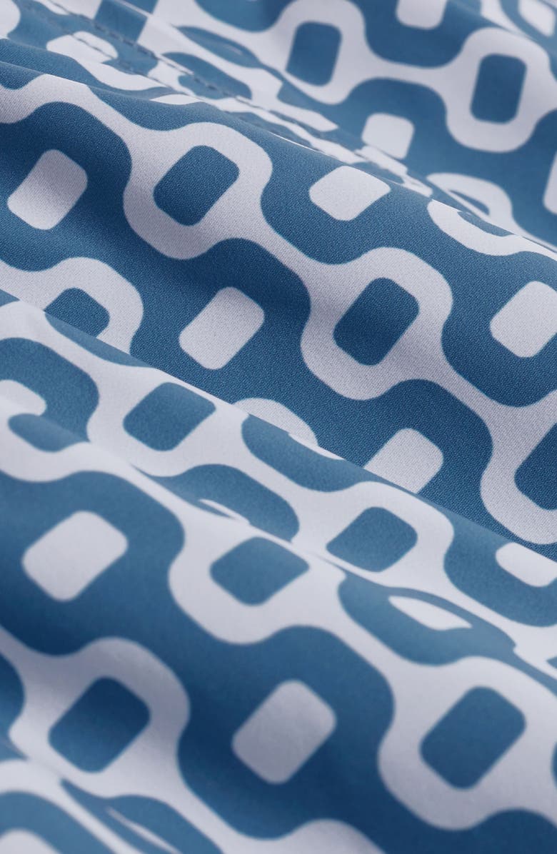 Bugatchi Cruz Print Swim Trunks, Alternate, color, Peacock