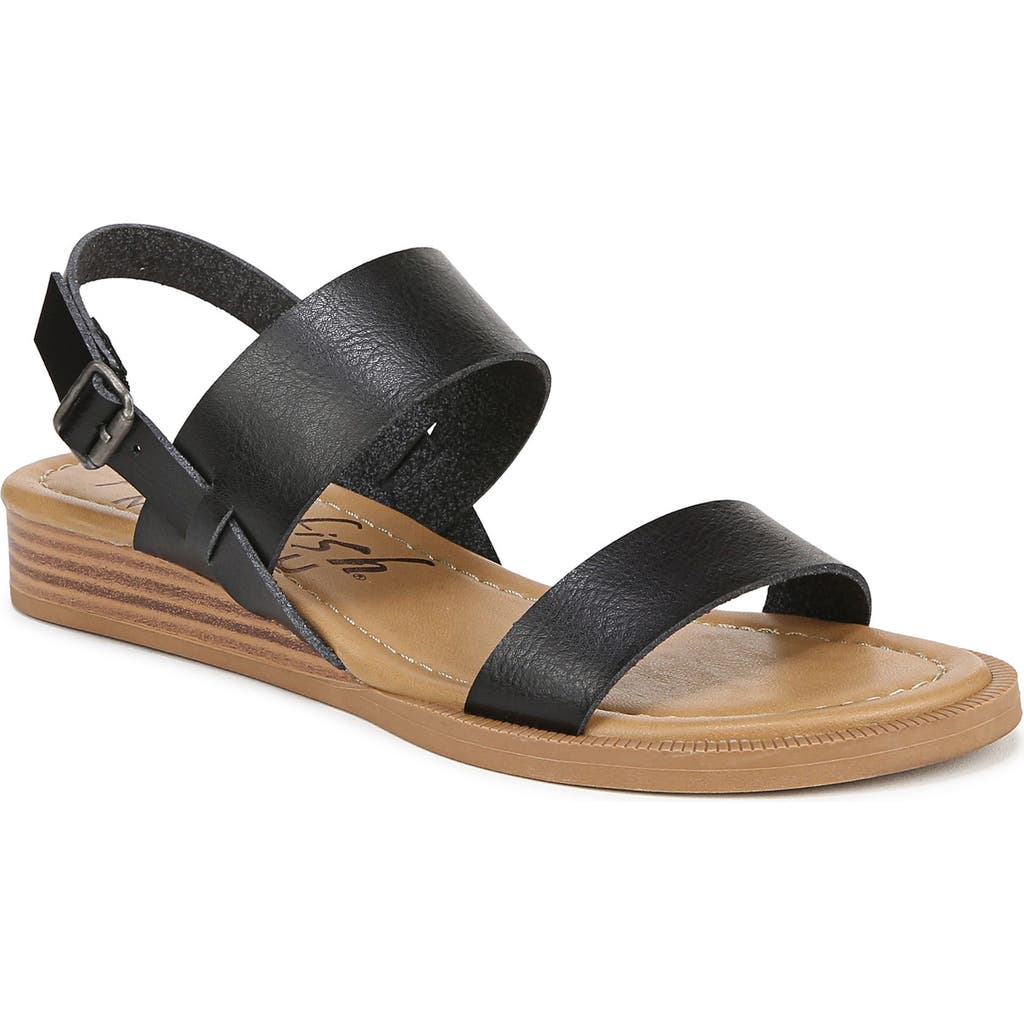Blowfish Malibu Arcadia Wedge Sandal In Black Faux Leather
