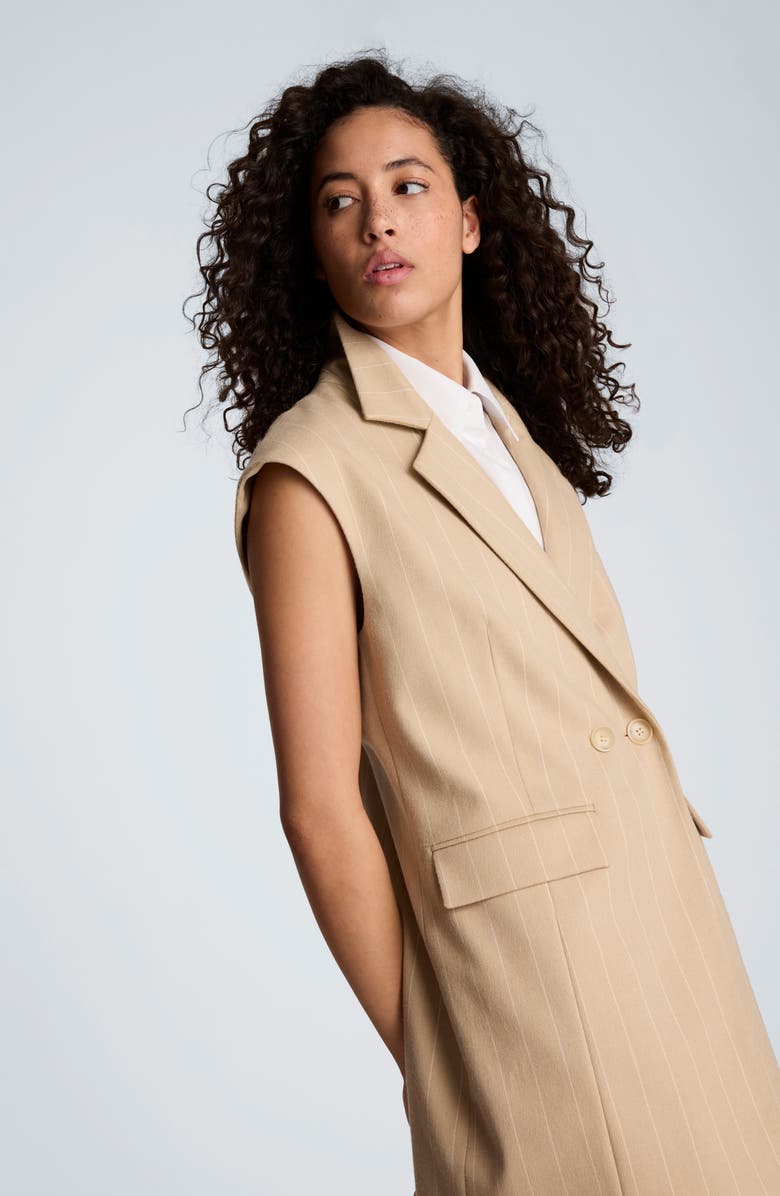 Kenneth Cole Vest Mini Shirtdress, Alternate, color, Tile Stripes Taupe/ Pure White