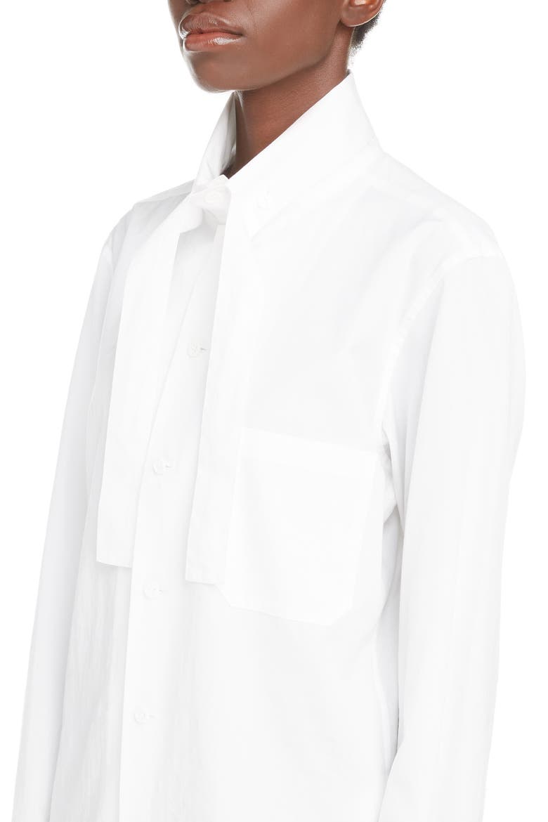 Tie Detail Cotton Poplin Shirt, Alternate, color, WHITE