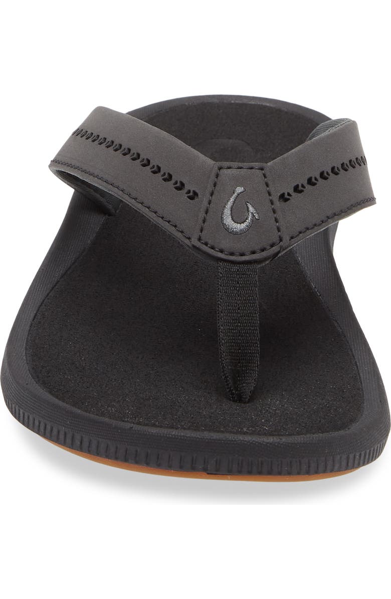 OluKai Ulele Water Resistant Flip Flop, Alternate, color, Black / Black