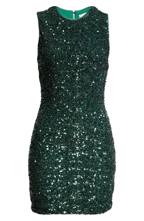 Alice And Olivia Coley Sequin Mini Dress In Forest Green