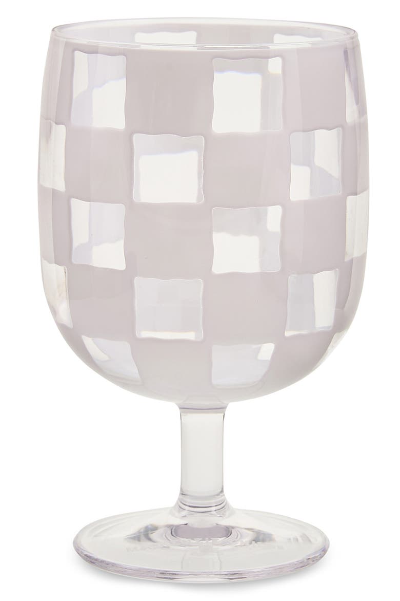 Set of 4 White Check Acrylic Water Goblets, Alternate, color, WHITE