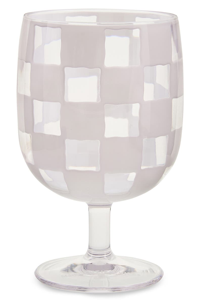 MACKENZIE CHILDS Set of 4 White Check Acrylic Water Goblets, Alternate, color, White
