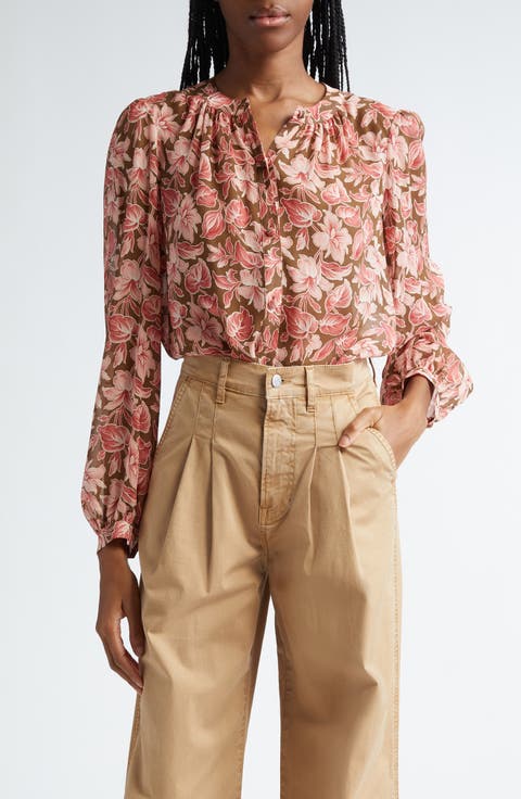Ashlynn Floral Print Silk Shirt