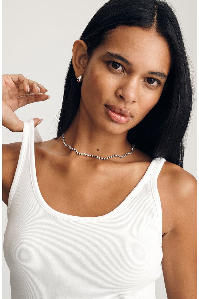 Scoop Neck Stretch Cotton Rib Tank, Alternate, color, WHITE