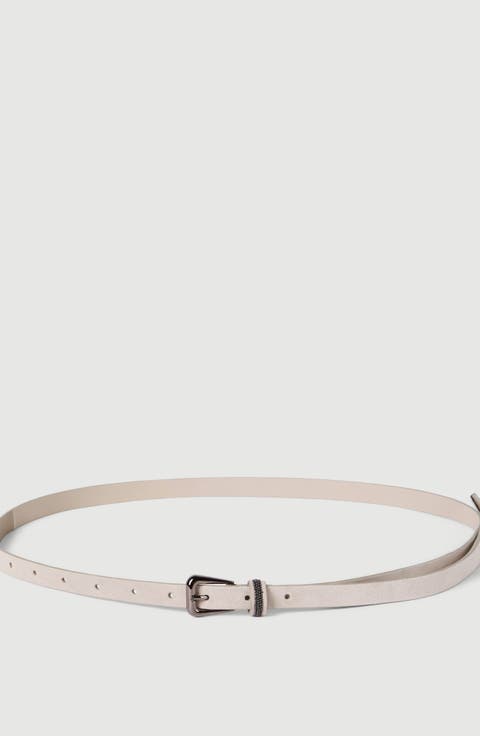 Suede belt with shiny loop