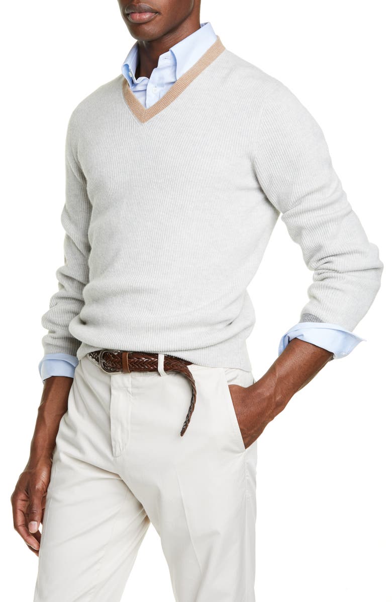 Brunello Cucinelli Cashmere V-Neck Sweater, Alternate, color,