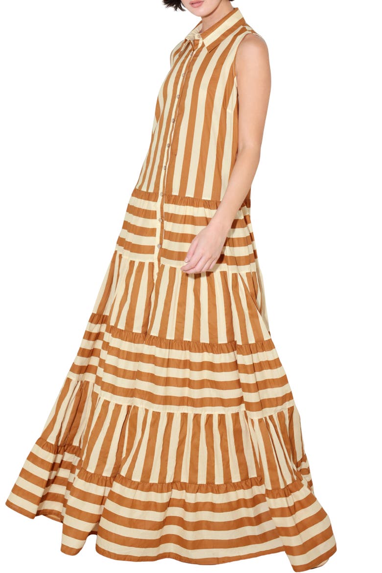 Stripe Sleeveless Maxi Dress, Alternate, color, BROWN/ BEIGE