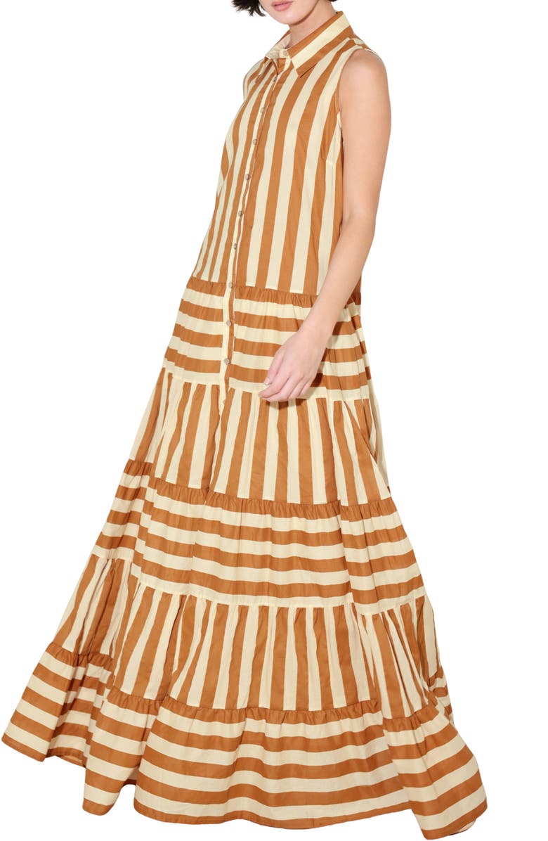 FREEMARKET Stripe Sleeveless Maxi Dress, Alternate, color, Brown/ Beige