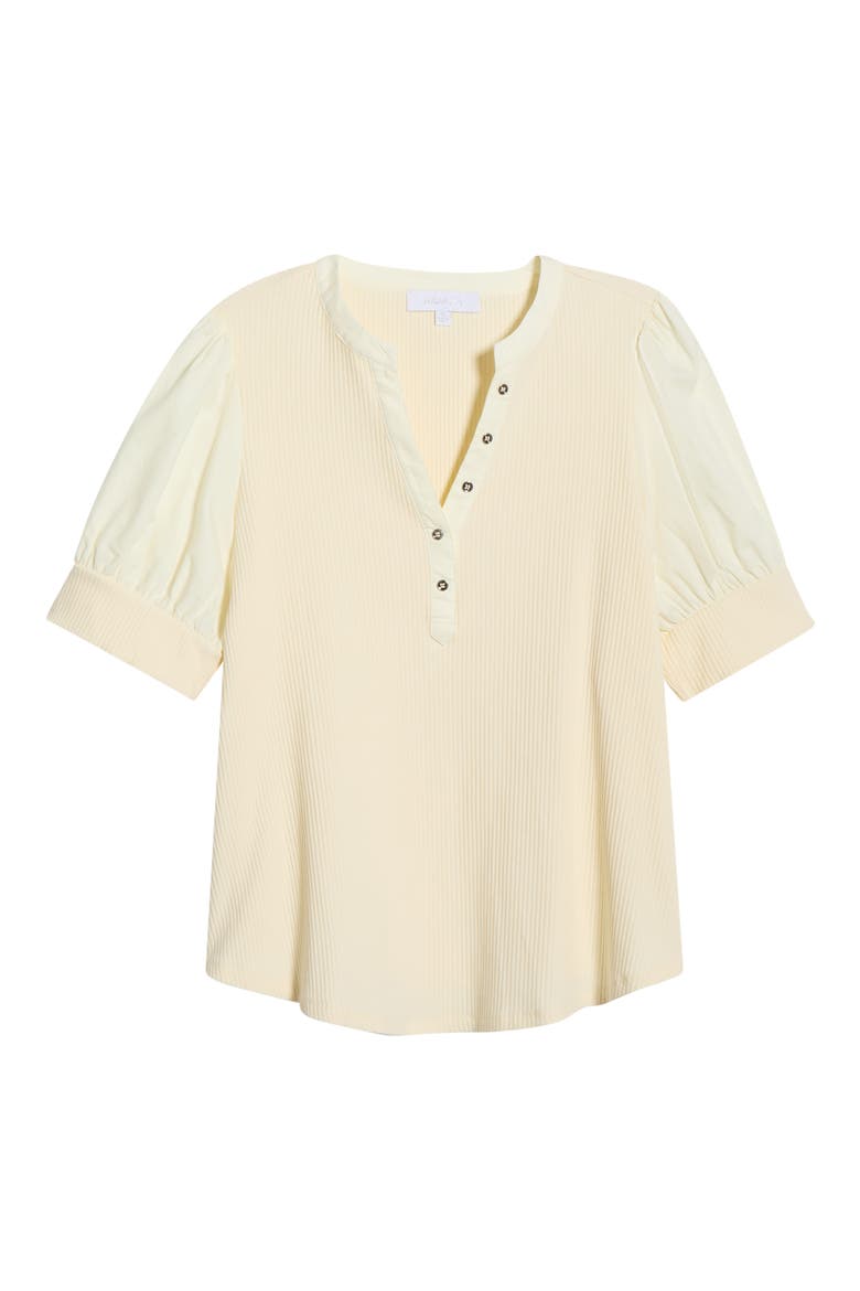 V-Neck Mixed Media Henley, Alternate, color, CREAM