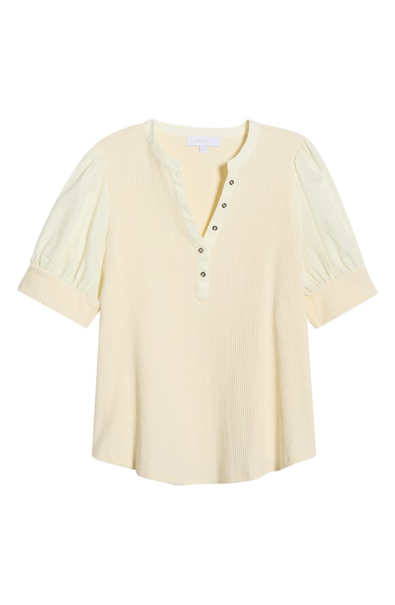 SUGARLIPS V-Neck Mixed Media Henley, Alternate, color, Cream