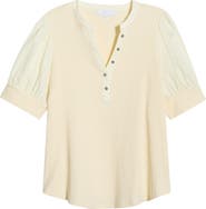 SUGARLIPS V-Neck Mixed Media Henley