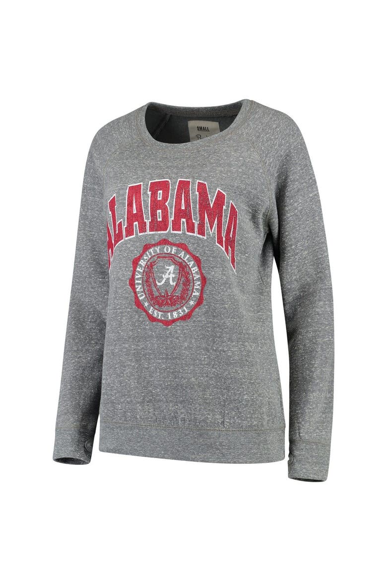 Women's Pressbox Heathered Gray Alabama Crimson Tide Edith Vintage Knobi Pullover Sweatshirt, Main, color, Heather Gray