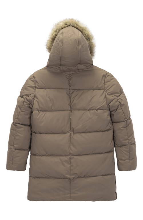 Sam Edelman Kids' Expedition Faux Fur Trim Puffer Jacket In Brown