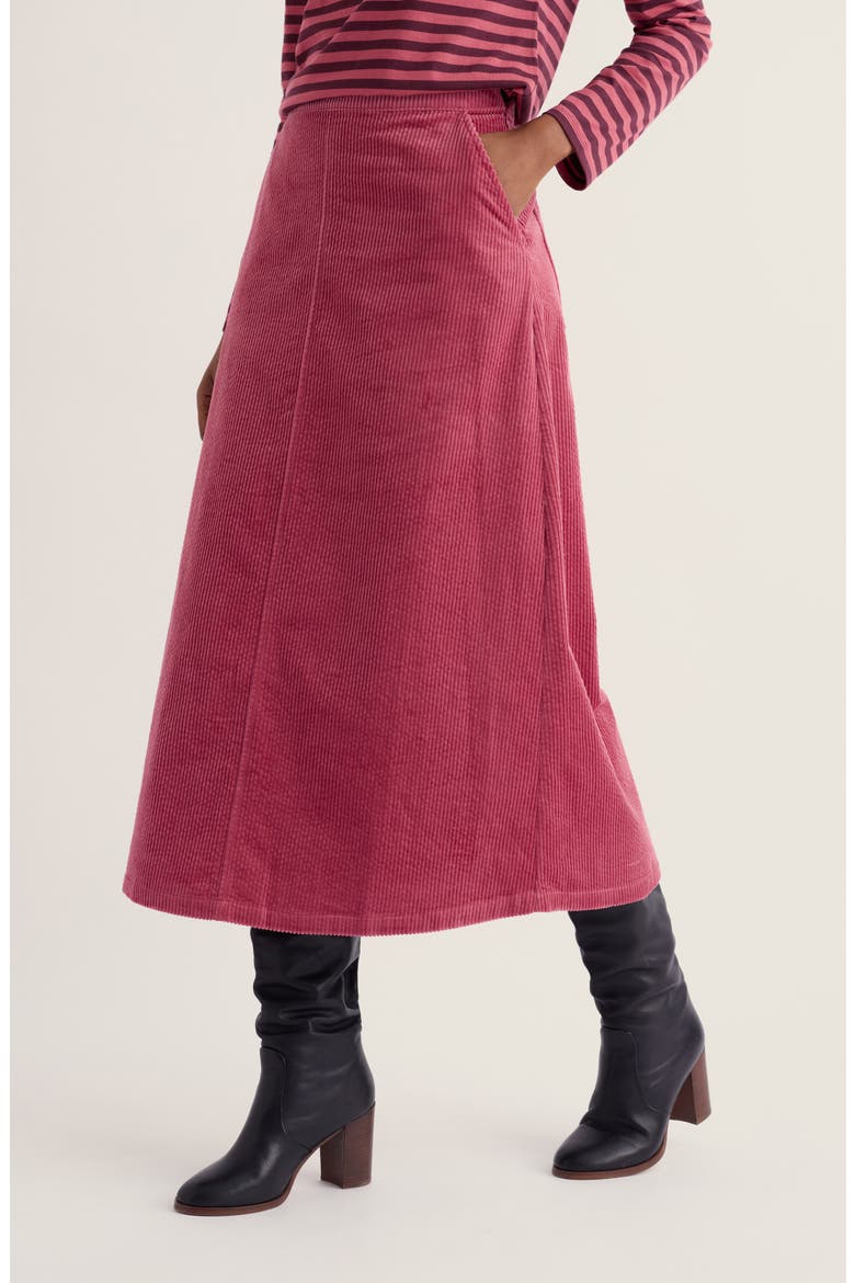 Window Wren Organic Cotton Corduroy Midi Skirt, Alternate, color, DARK ROSE