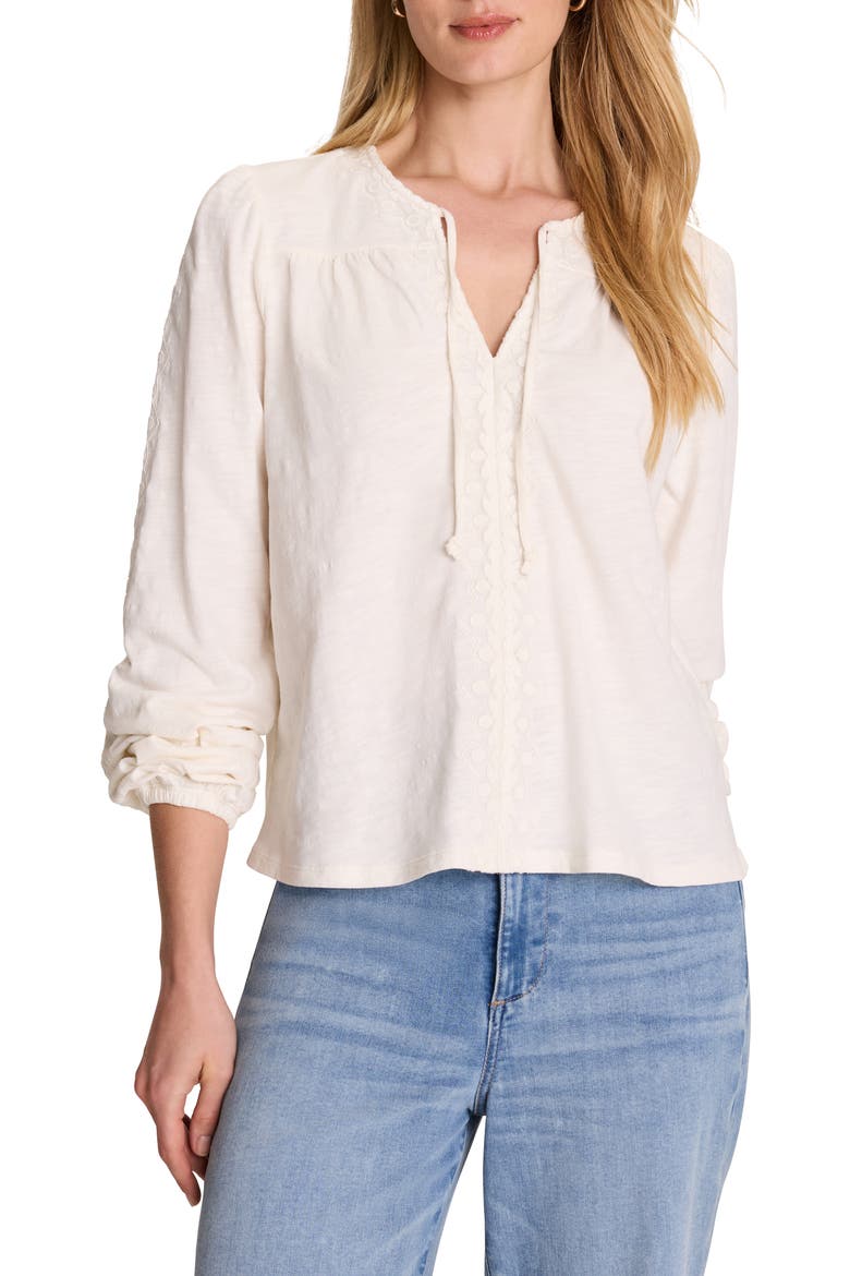 Embroidered Poet Top, Main, color, COCONUT