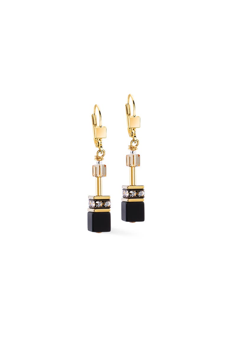 Geocube® Gold Earrings, Alternate, color, Onxy Black
