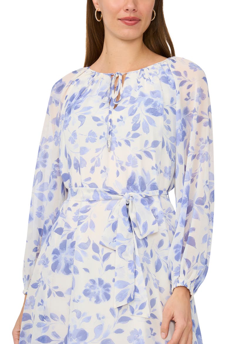 Floral Balloon Sleeve Shift Minidress, Alternate, color, NEW IVORY