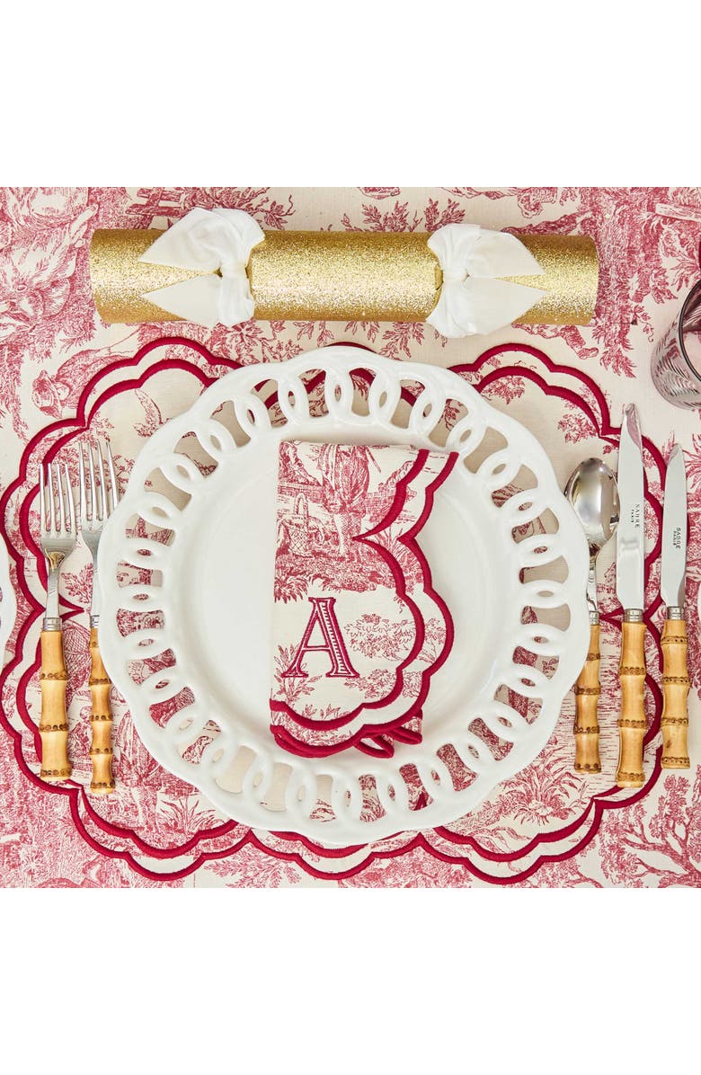 Mrs. Alice Claudette Burgundy Toile Napkins, Alternate, color, Red