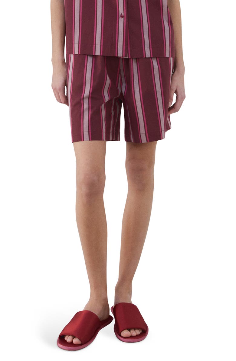 MANGO Stripe Pajama Shorts, Main, color, Fuchsia