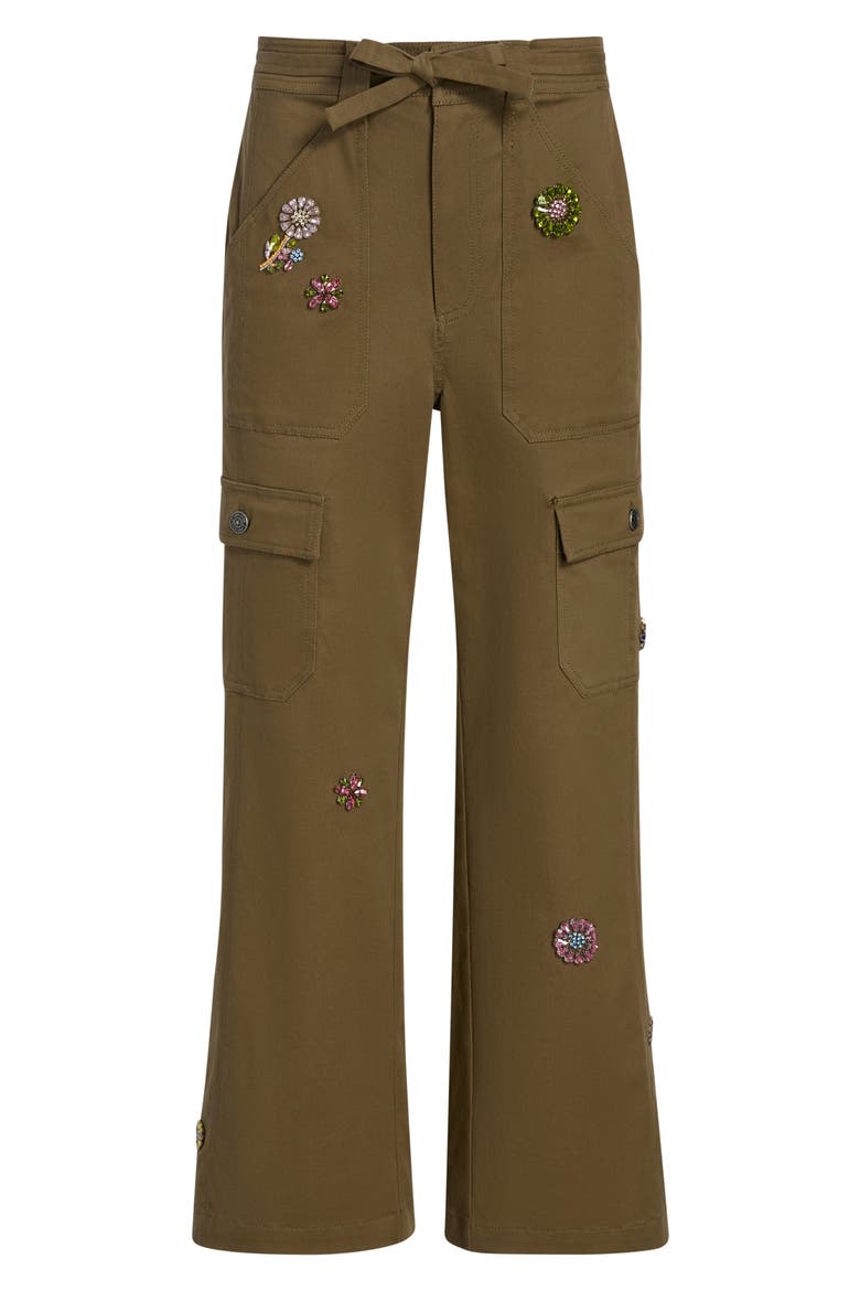 Michelle Retro Love Embellished Cargo Pants, Alternate, color, DARK OLIVE MULTI