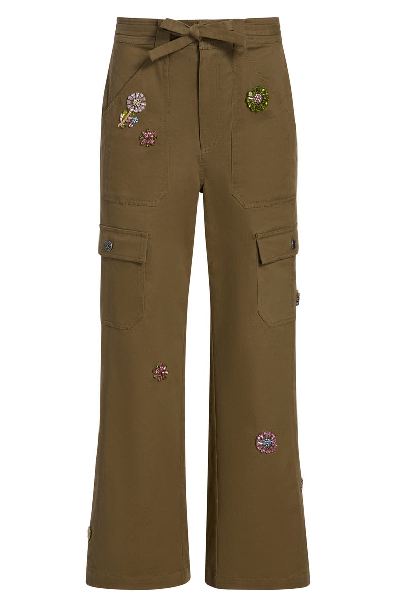 Cinq à Sept Michelle Retro Love Embellished Cargo Pants, Alternate, color, Dark Olive Multi