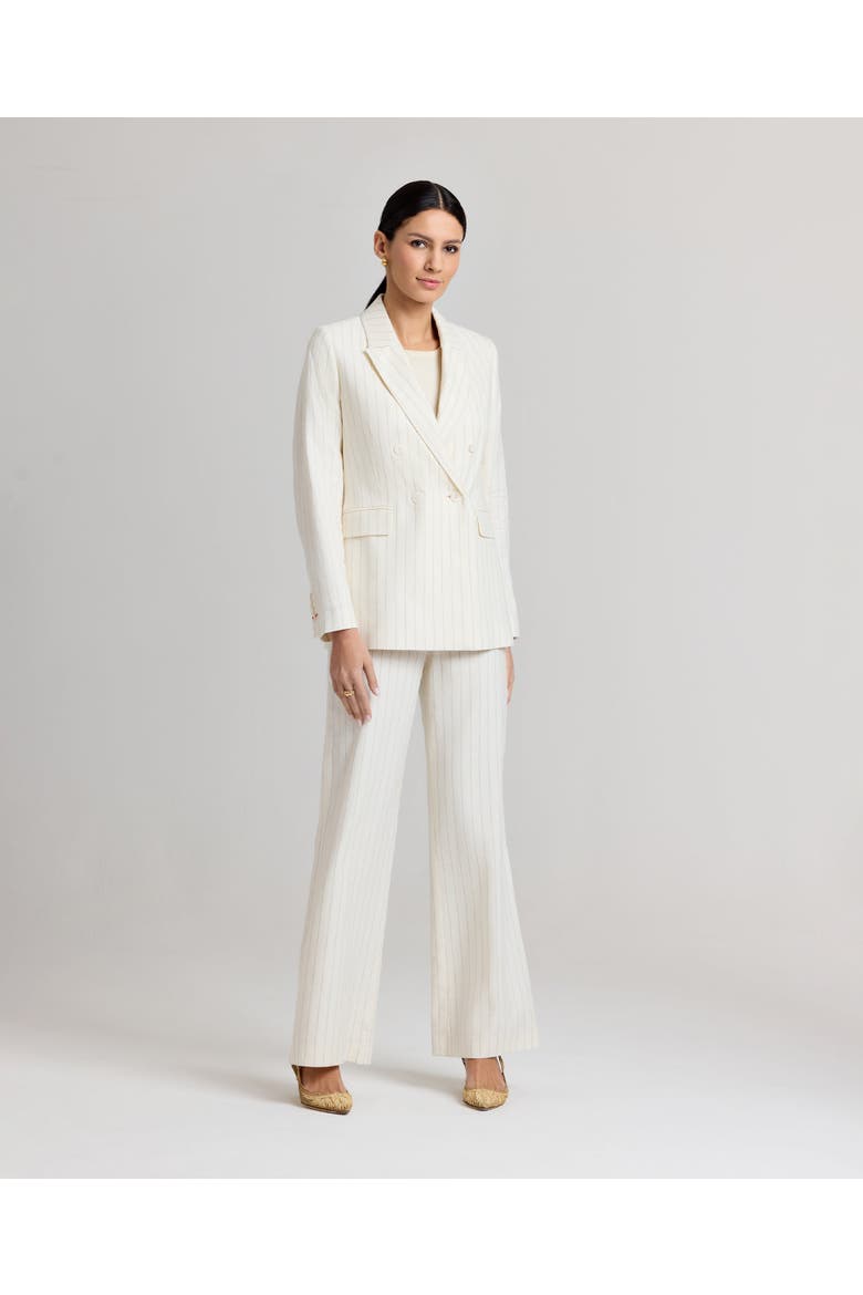 Corine Cotton Linen Pinstripe Jacket, Alternate, color, Taupe Pinstripe