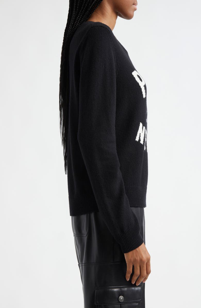 Cinq à Sept Paris New York Wool Blend Graphic Sweater, Alternate, color, Black/ Ivory