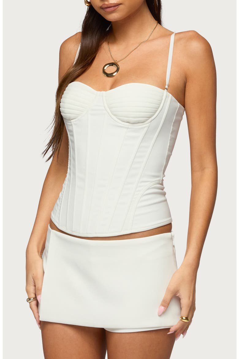 Alixa Pleated Underwire Corset Top, Alternate, color, WHITE