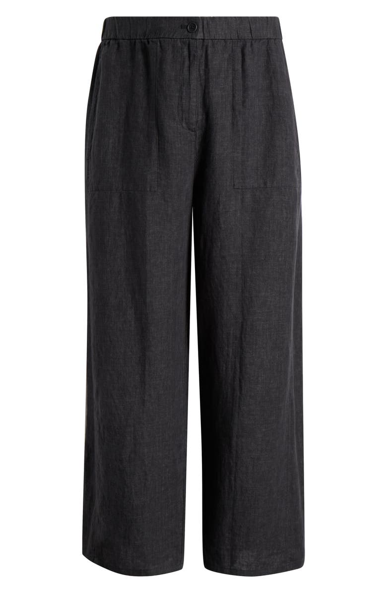 Eileen Fisher Wide Leg Organic Linen Ankle Pants, Alternate, color, Graphite