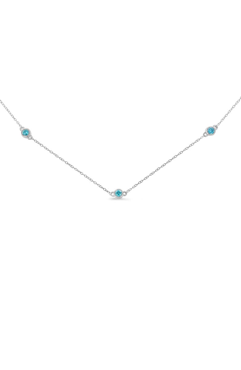 Haus of Brilliance Silver 1/2 Cttw Treated Blue Diamond Bezel Station Necklace, Alternate, color, White