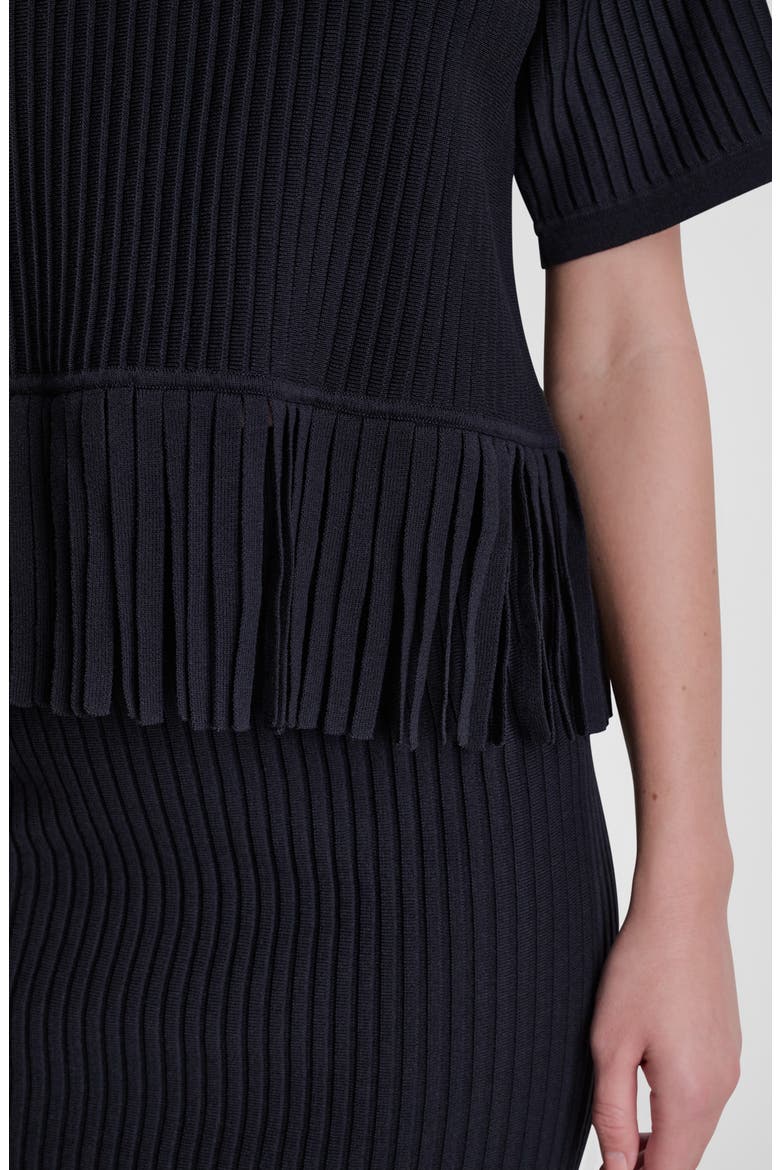 Fringe Short Sleeve Sweater, Alternate, color, BLACK