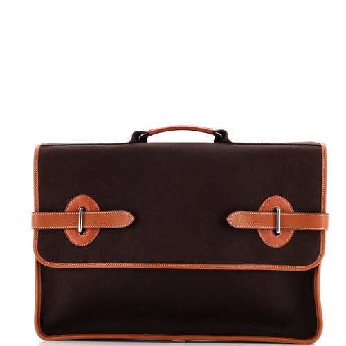 Pre-owned Hermes  Hermes Buenaventura Messenger Bag Toile Gm In Brown