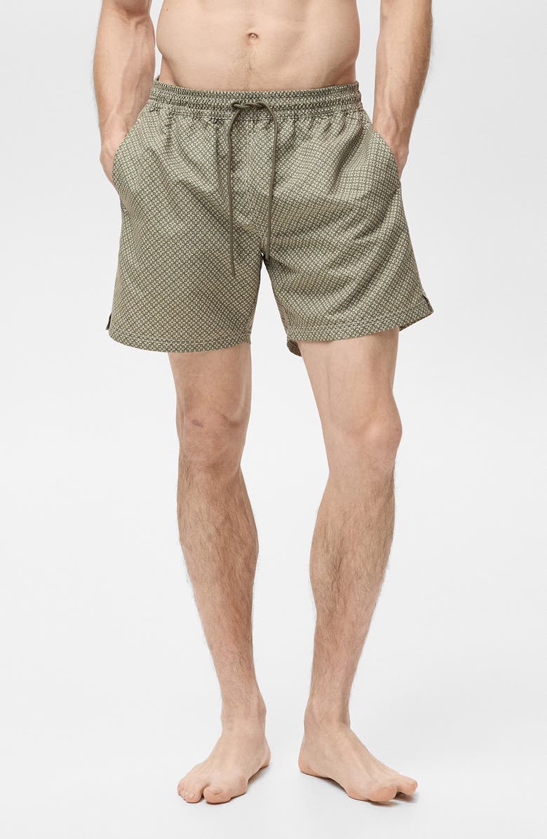 MANGO Geometric Print Swim Trunks, Main, color,