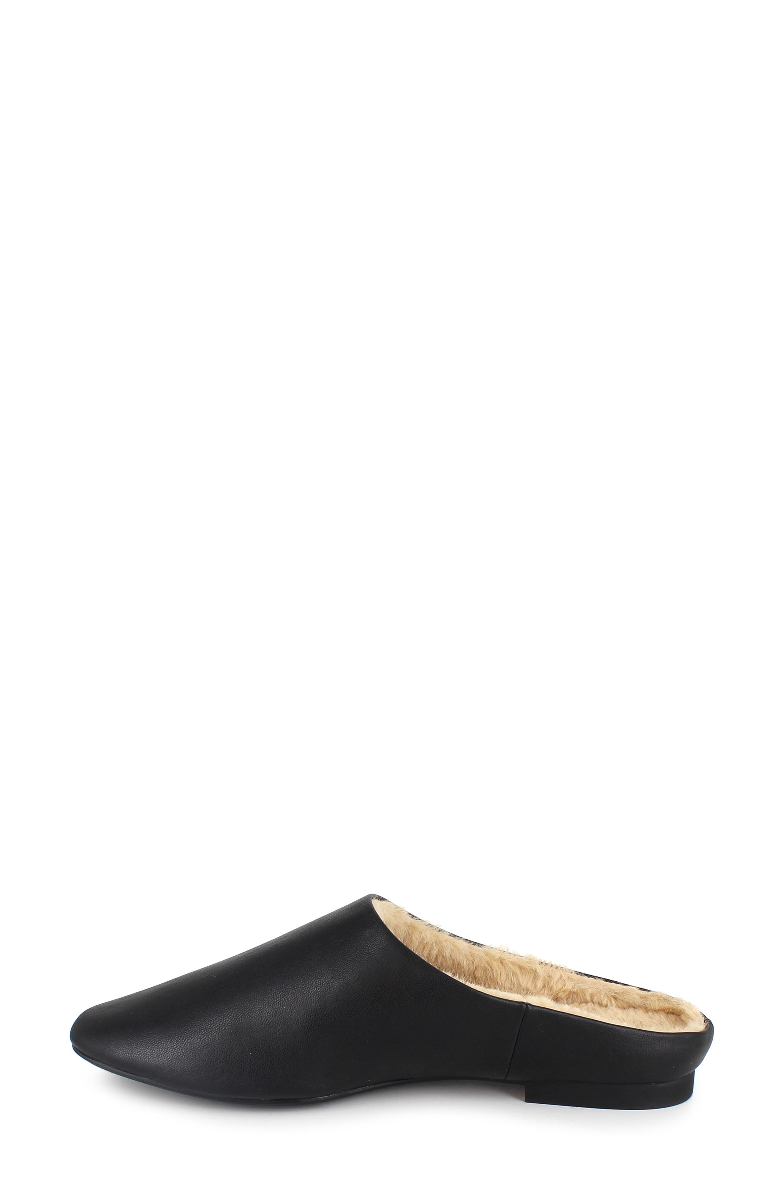 Nathaly Faux Shearling Lined Mule, Alternate, color, BLACK FAUX LEATHER